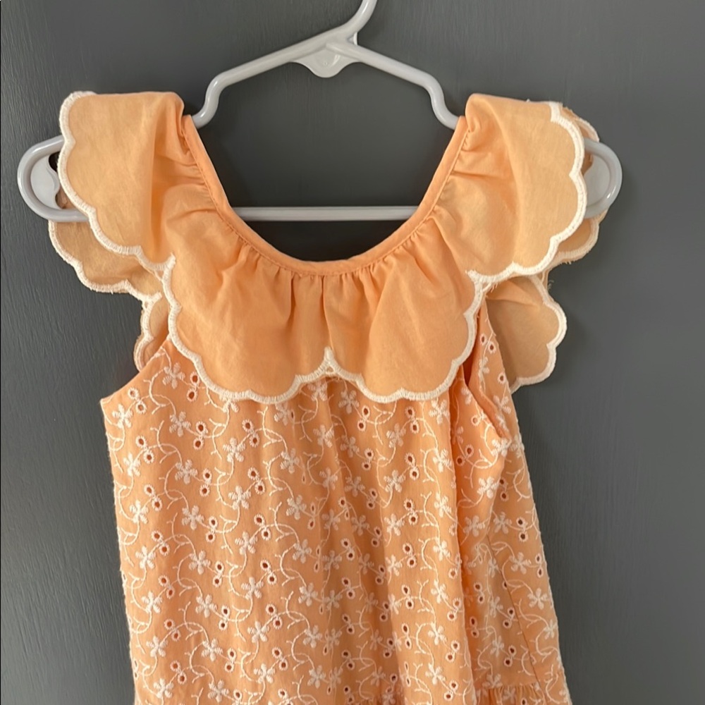 Orange Scallop-Trim Kids dress